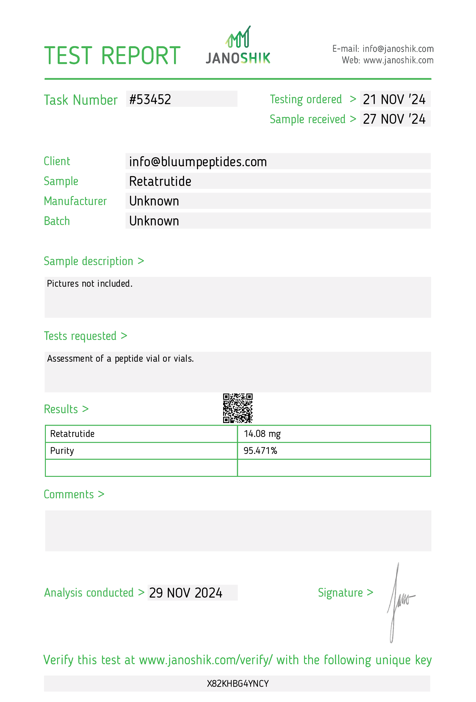 Reta Test Report