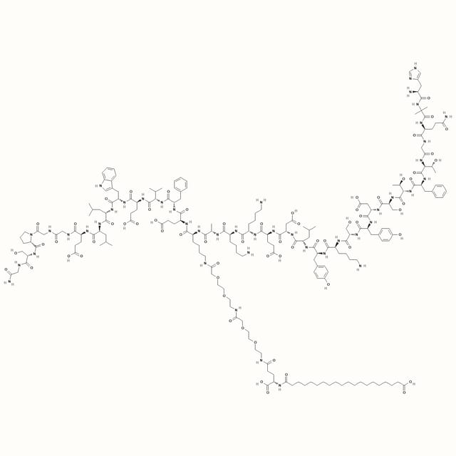 Mazdutide molecular structure, a GLP-1/glucagon dual receptor agonist peptide